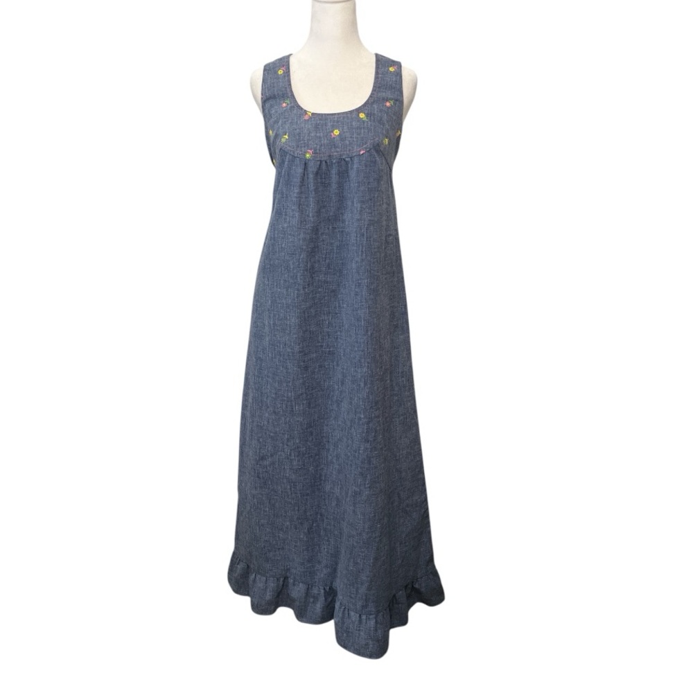 Young Edwardian Vintage Chambray Maxi Dress